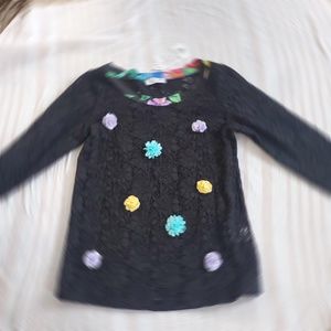 NWT COLB LACE PULLOVER W/COLORED FLOWERS SIZE M